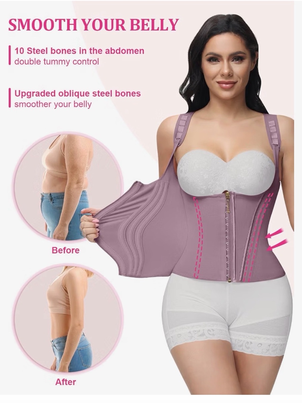 SHAPSHE Waist Trainer Corset in Purple NWT
